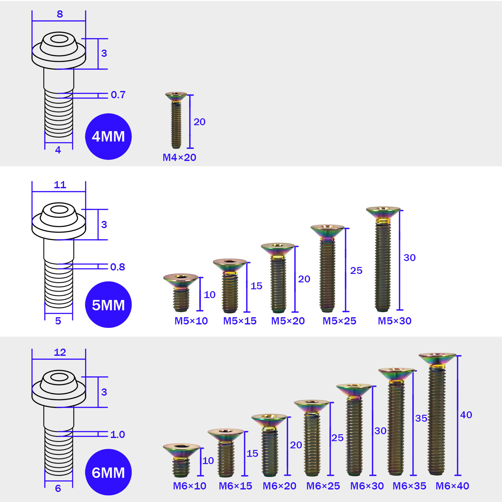 Titanium Countersunk Hex Bolts - Diy Motorcycle Electronics ulasan dan harga