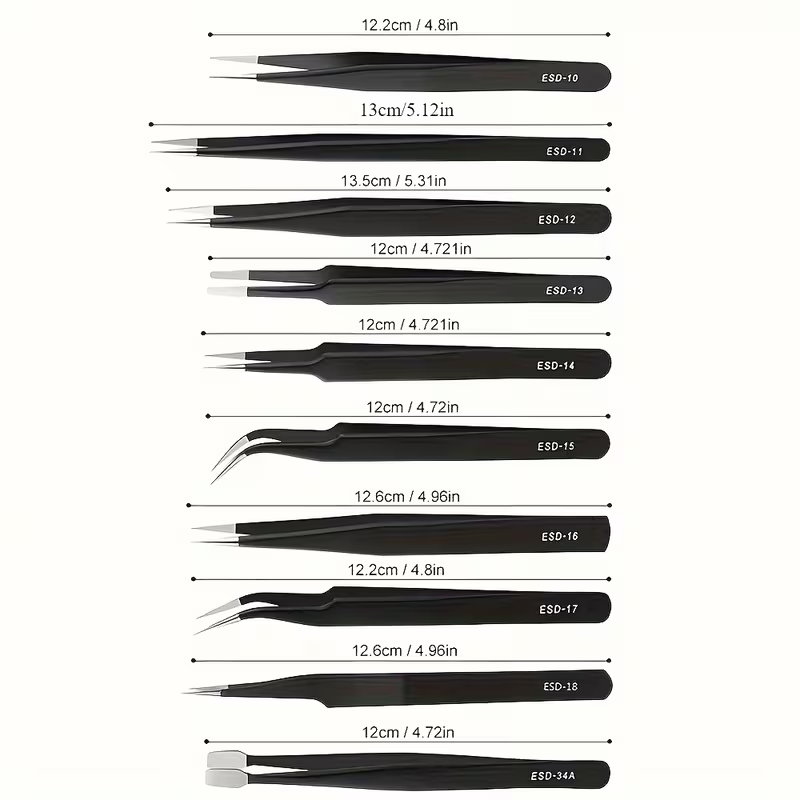 10Pcs ESD Anti‑Static Tweezers - Diy Electronics Set ulasan dan harga